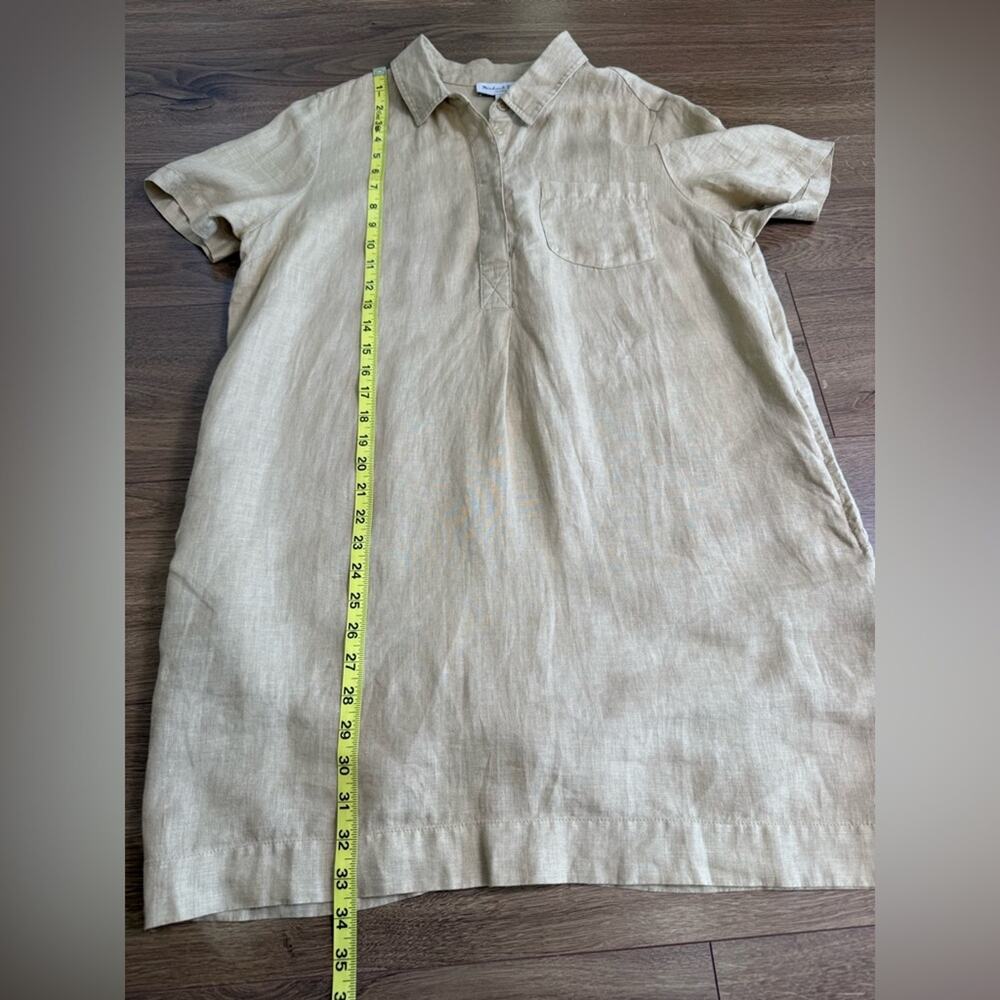 NWOT Michael Stars Ola Utility 100% Linen Mini Shirt Dress Tan Size Medium - Picture 9 of 11